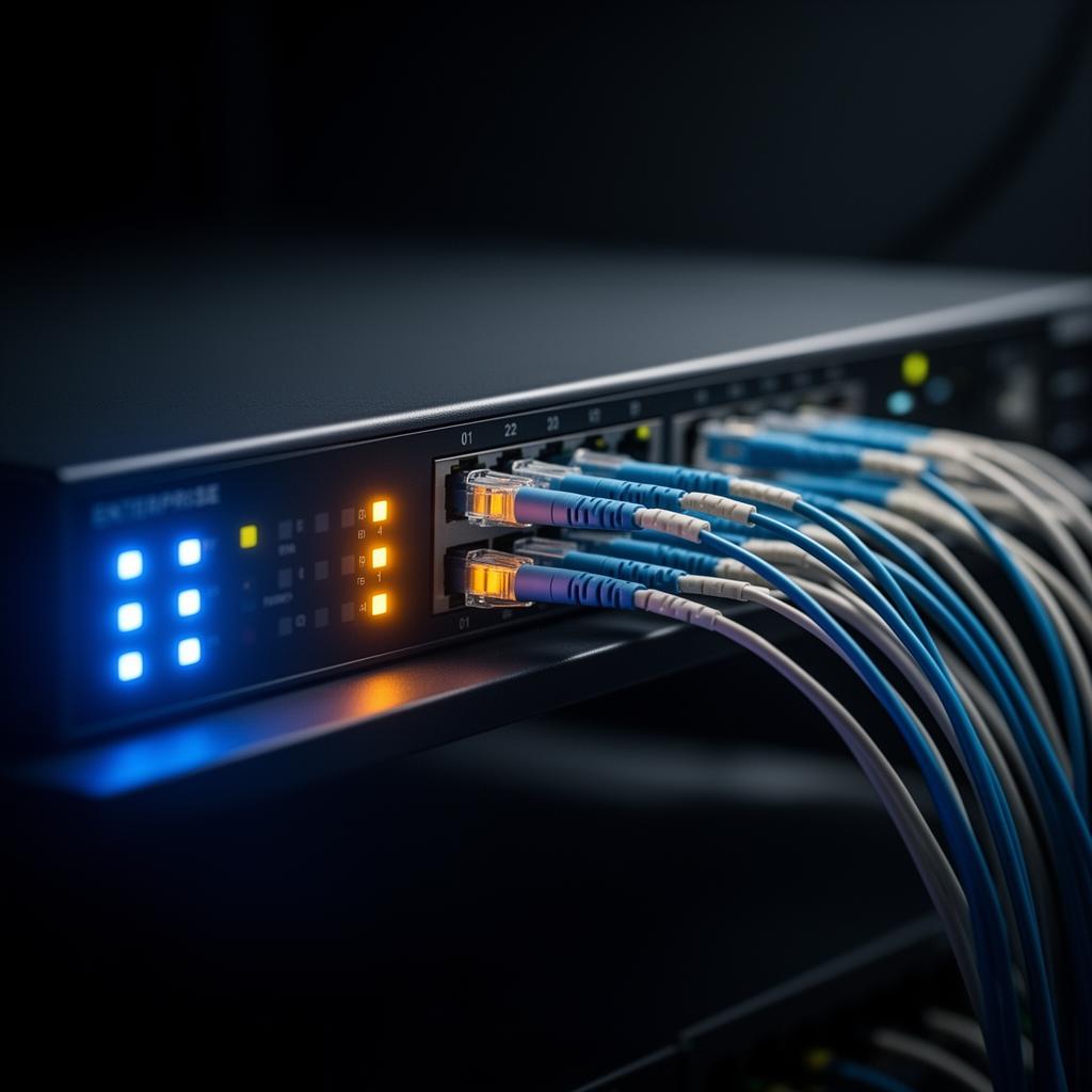 Enterprise network switch with fiber optic uplinks